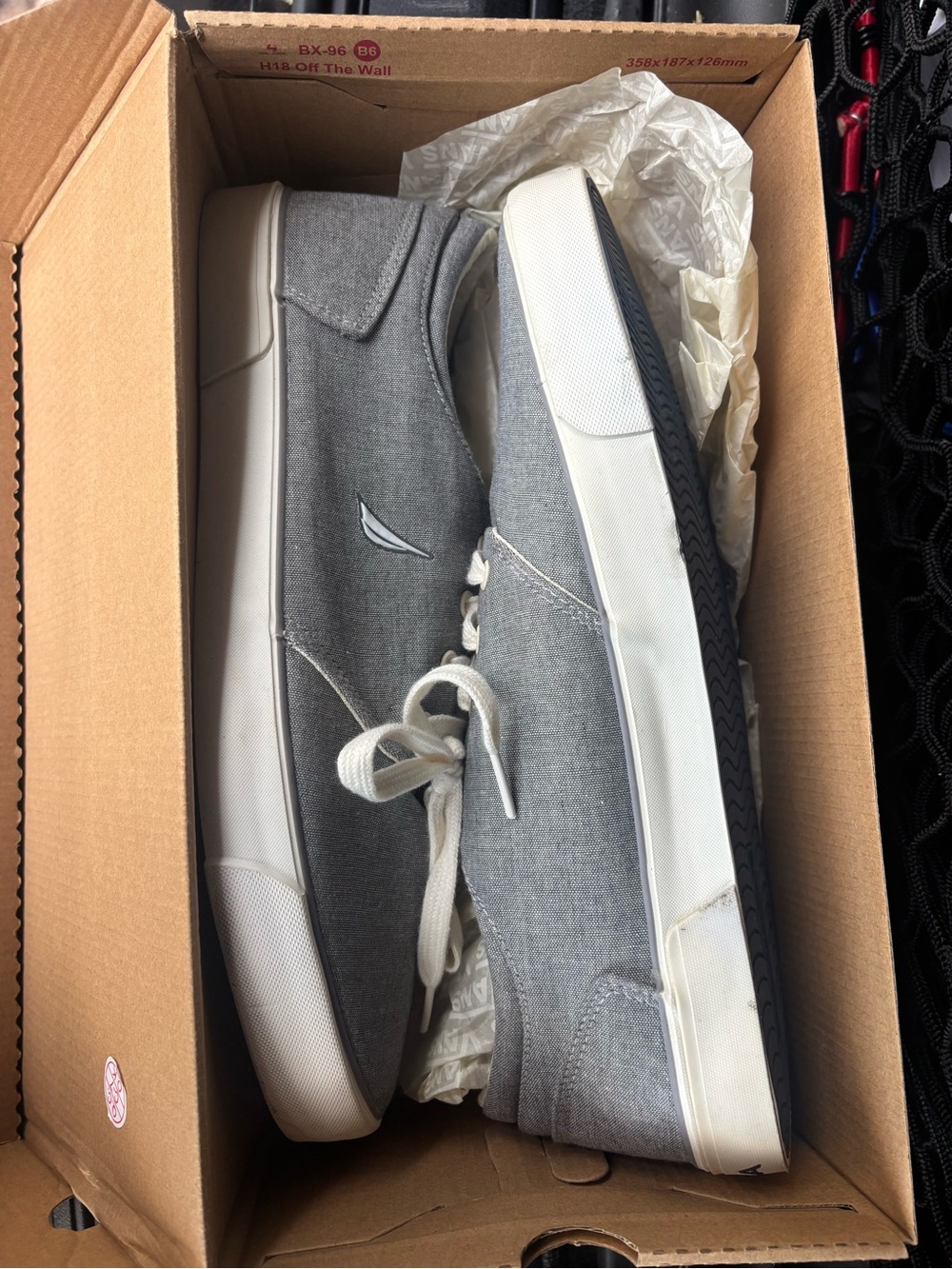 Nautica Gray Canvas Low-Top Sneakers with White Accents